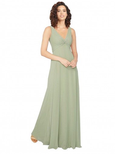 Knotted Bodice Chiffon Bridesmaid Dress UK