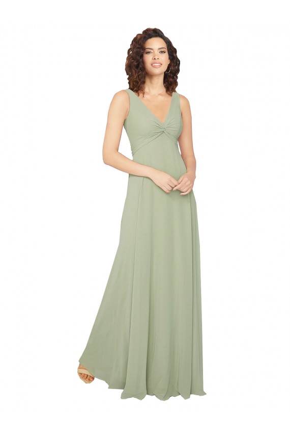 Knotted Bodice Chiffon Bridesmaid Dress UK