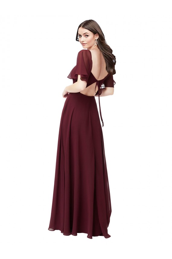 Chiffon Flutter Sleeve Sweetheart Bridesmaid Dress UK