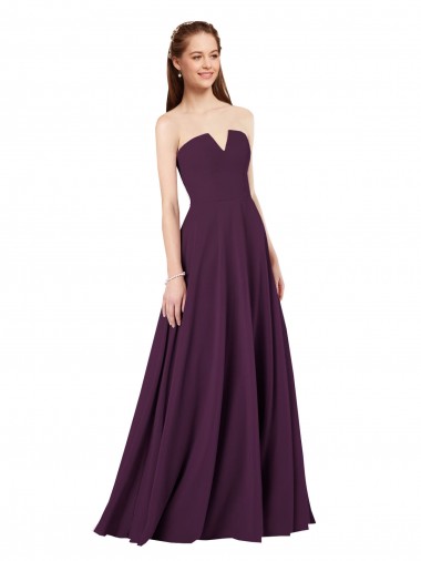 Strapless Chiffon Bridesmaid Dress with Notched Neckline UK