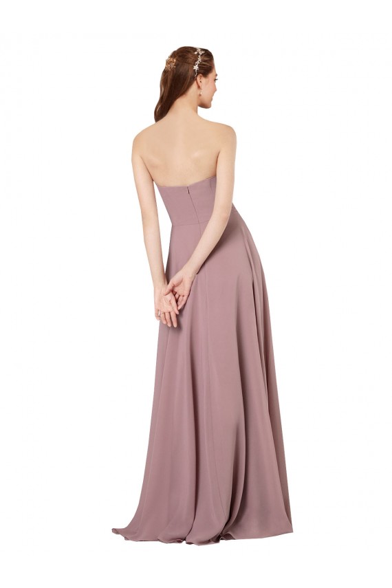 Strapless Chiffon Bridesmaid Dress with Notched Neckline UK