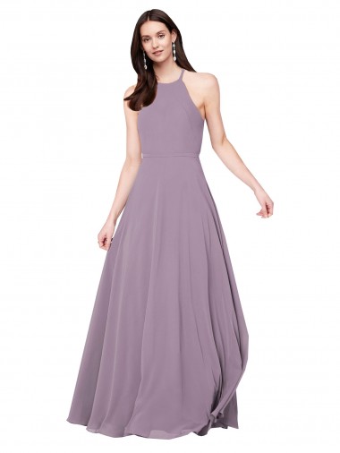 Floor Length Long Chiffon Bridesmaid Dress with Double Bow Feature UK