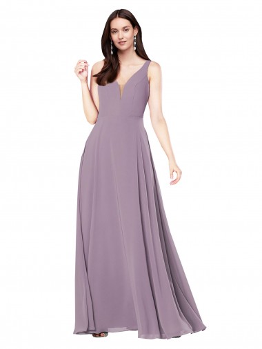 Long Formal Chiffon Bridesmaid Dress with Open Back UK