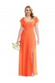 Flutter Sleeves Scoop Open Back Chiffon Maxi Bridesmaid Dress UK