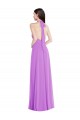 Halter Backless Maxi Bridesmaid Dress with Button Ruffle Placket UK