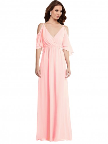 Cold Shoulder Draped Wrap Maxi Bridesmaid Dress UK