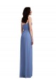 Slim Spaghetti Straps Chiffon Bridesmaid Dress with Front Slit UK