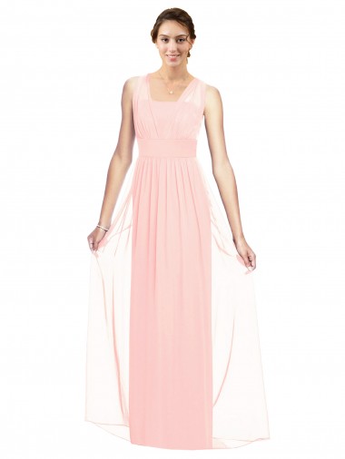 V-Neck Full Length Chiffon Bridesmaid Dress UK