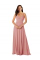 Twist-Knot V-Neck Long Chiffon Bridesmaid Dress UK