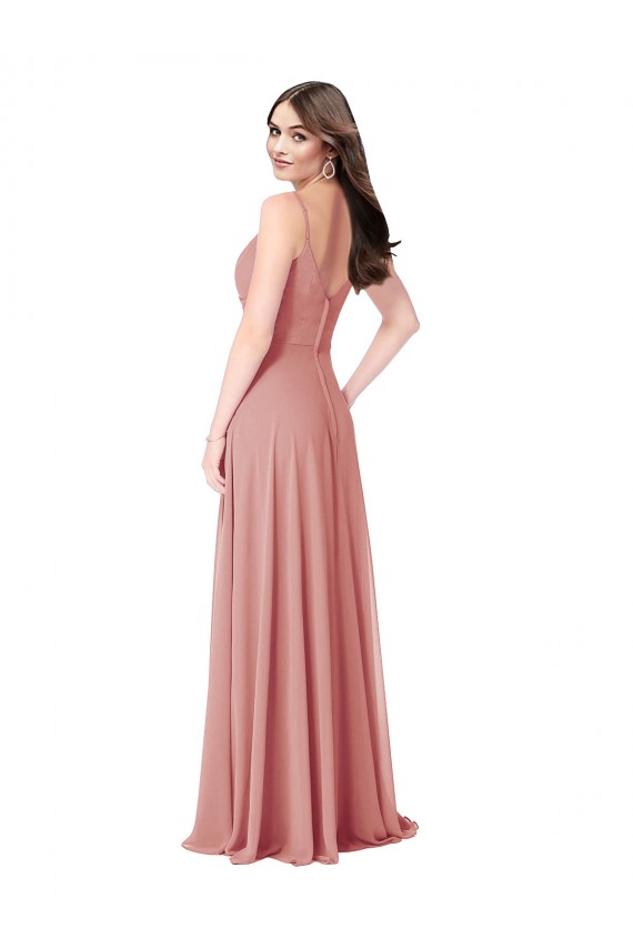 Twist-Knot V-Neck Long Chiffon Bridesmaid Dress UK