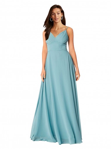 Draped Empire V-Neck Chiffon Bridesmaid Dress UK