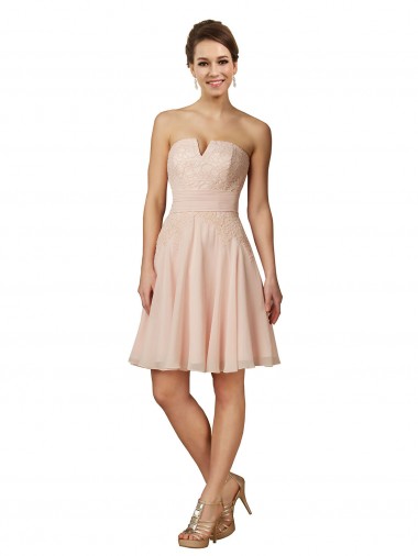 Lace and Chiffon Bridesmaid Dress with Unique Neckline UK