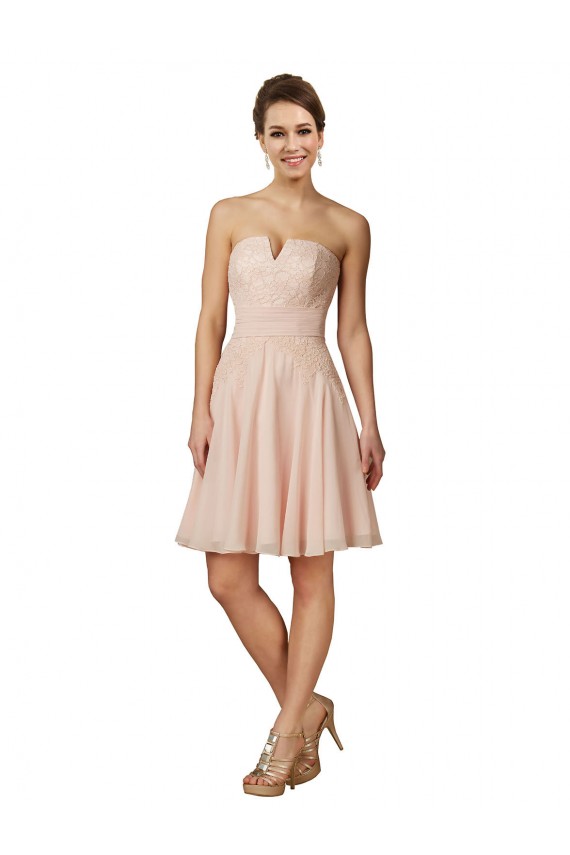 Lace and Chiffon Bridesmaid Dress with Unique Neckline UK