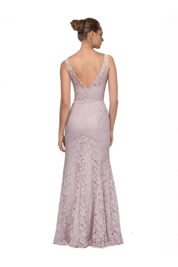 Lace V-Neckline Long Full Length Bridesmaid Dress UK