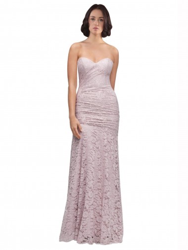 Floor Length Long Mermaid Lace Bridesmaid Dress with Low Back UK