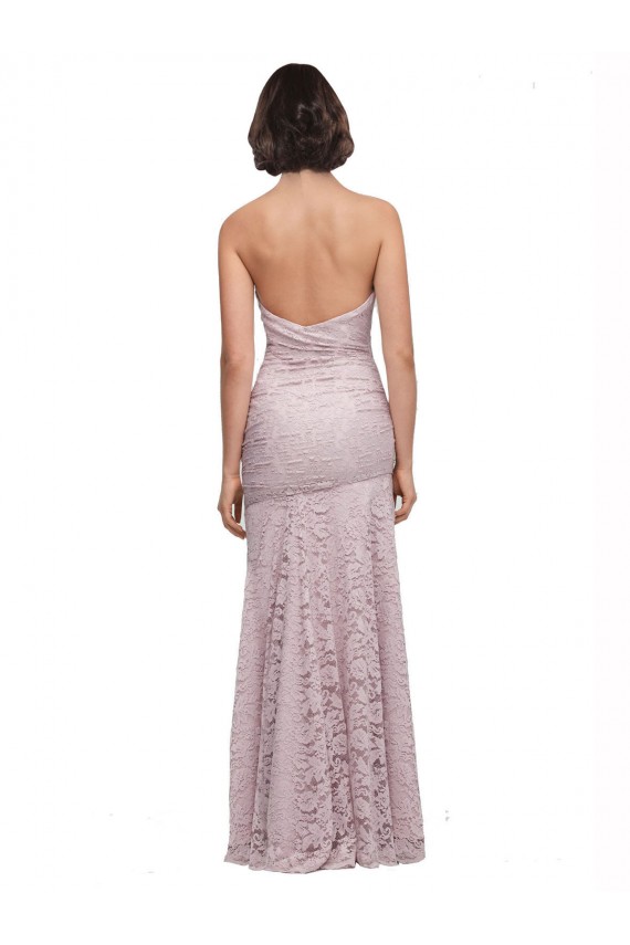 Floor Length Long Mermaid Lace Bridesmaid Dress with Low Back UK