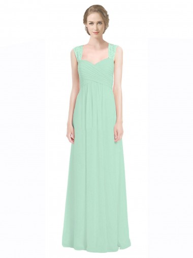 Sweetheart Chiffon Bridesmaid Dress with Lace Straps and Keyhole Back UK