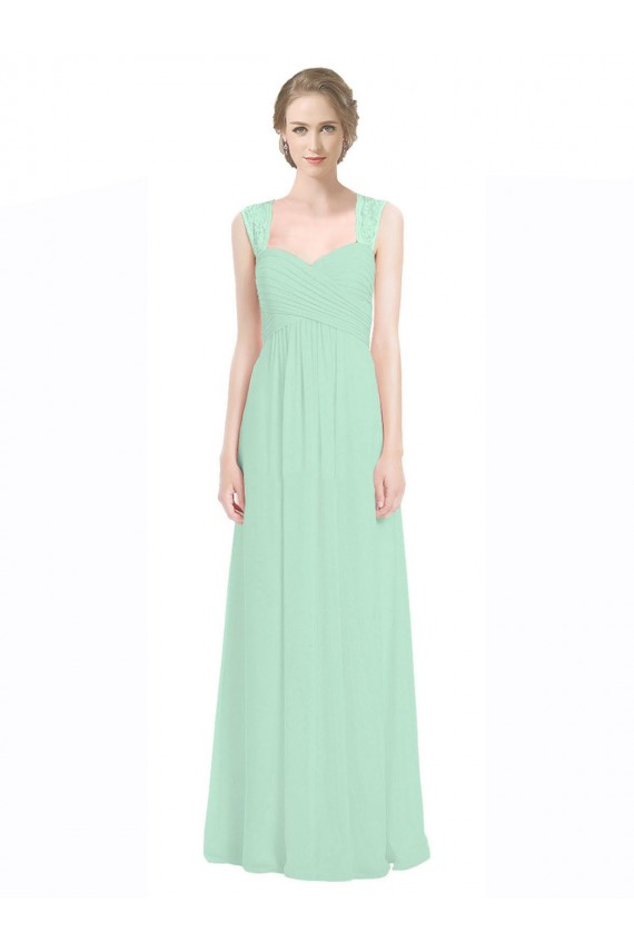 Sweetheart Chiffon Bridesmaid Dress with Lace Straps and Keyhole Back UK