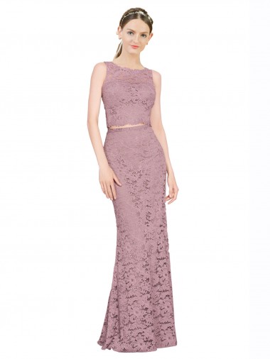 Sleeveless Crop Top High Neck Mermaid Lace Bridesmaid Dress UK