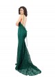 Sleek Black Tie Fishtail Shaped Long Lace Bridesmaid Dress UK