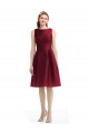 Short Midi Length Satin Bridesmaid Dress with Bateau Neckline and V-Back UK