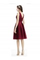 Short Midi Length Satin Bridesmaid Dress with Bateau Neckline and V-Back UK