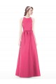 Jewel Neck Keyhole Back Sleek Long Satin Bridesmaid Dress UK