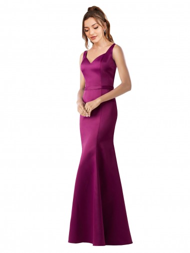 Fitted Sexy Open Back Satin Bridesmaids Dress with Floral Details UK