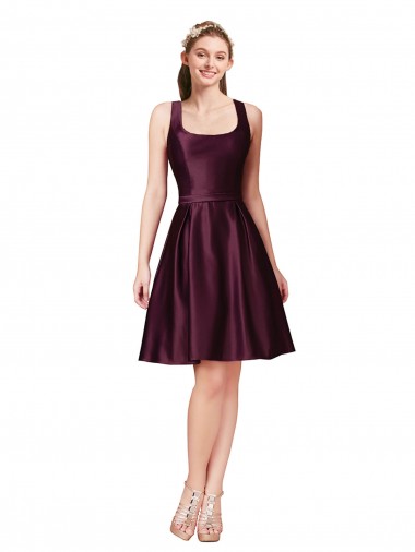 Classic Satin Bridesmaid Dress with V Back and Bow Detail UK