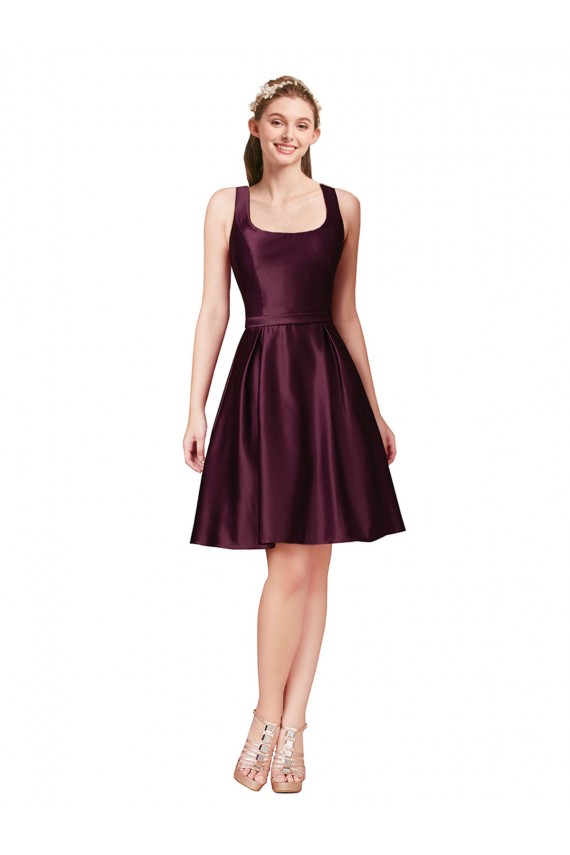 Classic Satin Bridesmaid Dress with V Back and Bow Detail UK