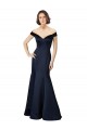 Fit and Flare Satin Bridesmaid Dress with Off the Shoulder Neckline UK