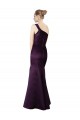 Long Ruched Neckline One Shoulder Satin Bridesmaid Dress UK