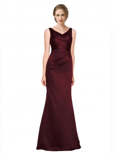 Figure Shaping Satin Bridesmaid Dress with Structured Pleats UK