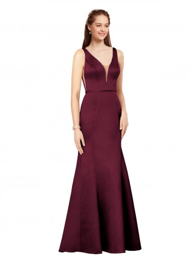 Formal and Sexy Satin Bridesmaid Dress with Side Cutouts UK