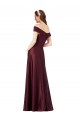 Long Off the Shoulder Satin Bridesmaid Dress with Thigh-high Slit UK