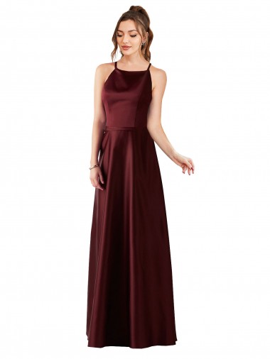 Sleek Satin Bridesmaids Dress with Pockets UK