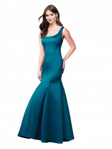 Long Sleek Satin Bridesmaid Dress with U-Back UK