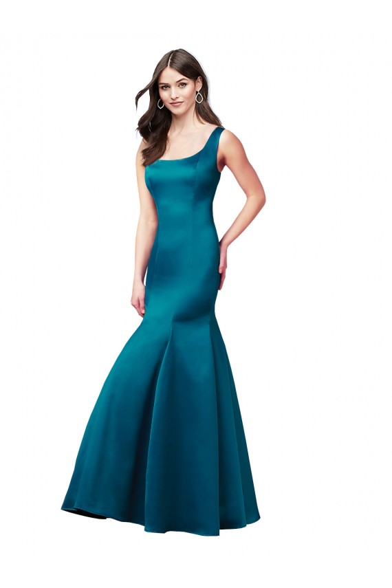 Long Sleek Satin Bridesmaid Dress with U-Back UK