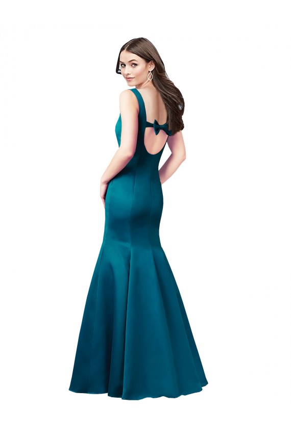 Long Sleek Satin Bridesmaid Dress with U-Back UK