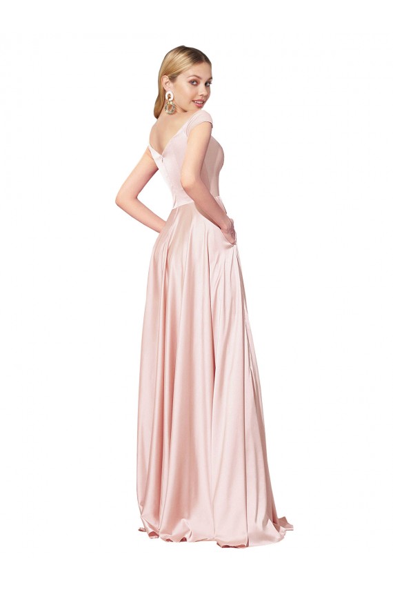 A-Line Off the Shoulder Sweetheart Luxe Satin Bridesmaid Dress UK