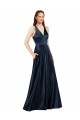 Long Formal Satin Bridesmaid Gown with Halter Neckline UK