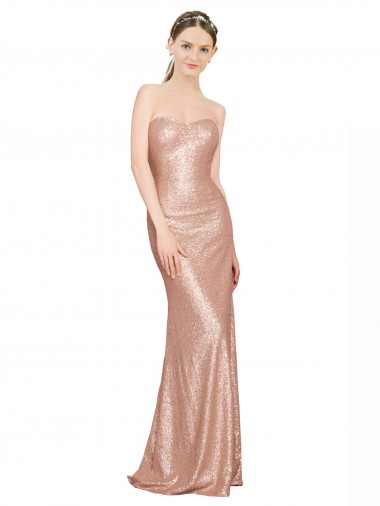 Sweetheart Full Length Long Sequin Bridesmaid Dress UK