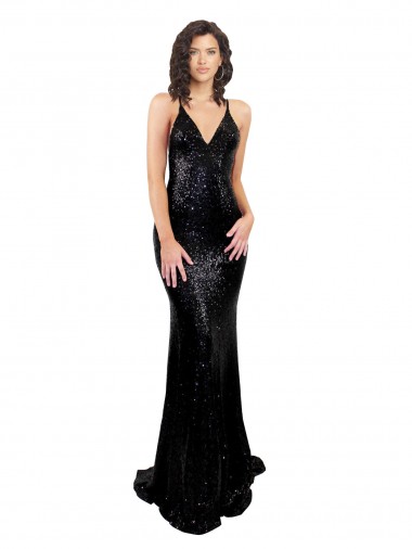 Sleek Fishtail Shaped Open Back Sequin Bridesmaid Dress UK