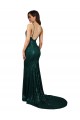 Fishtail Shaped V-Neck Open Back Long Sequin Bridesmaid Dress UK