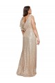 Deep V-Neck Sleeveless Sparkling Sequin Bridesmaid Dress with Draped Cowl Back UK