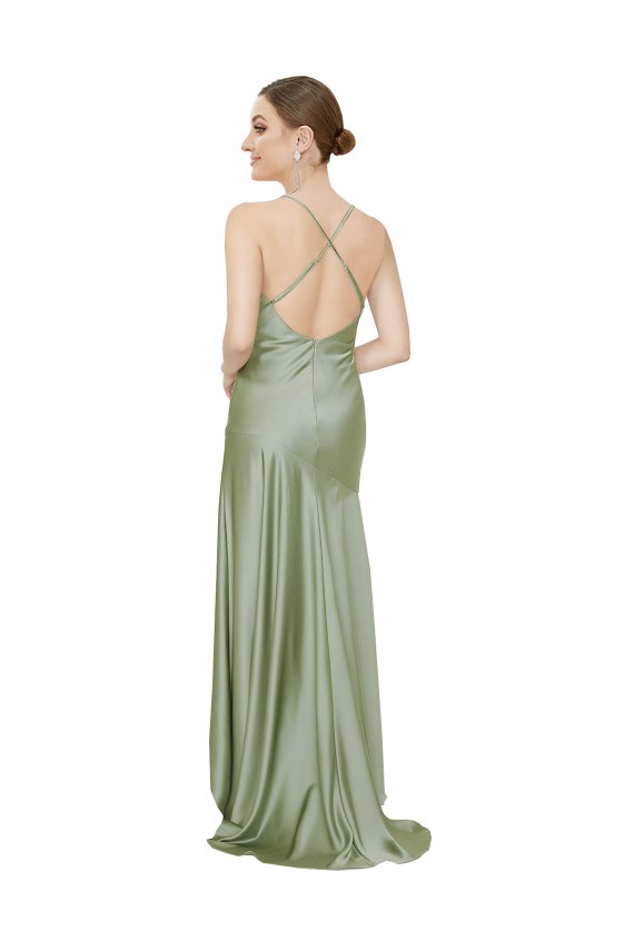 Silky Satin Bridesmaid Dress with Bias Cut Skirt UK