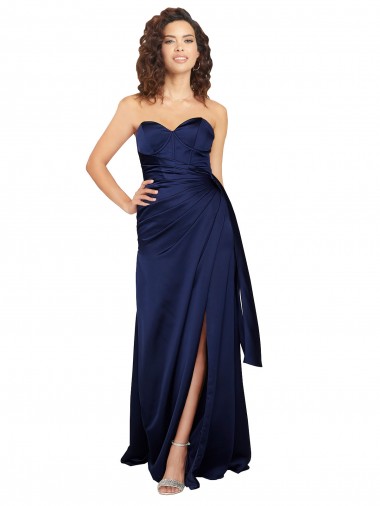 Floor Length Wrap Skirt Silky Satin Bridesmaid Dress UK