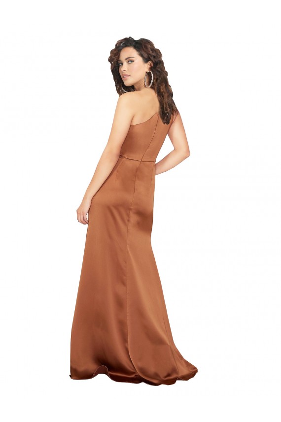 One Shoulder Silky Satin Bridesmaid Dress UK