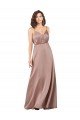 Subtle V-Neckline Silky Satin Bridesmaid Dress with Front Button Detail UK