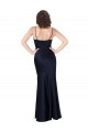 Draped Cowl Neck Silky Satin Bridesmaid Dress with Skirt Slit UK